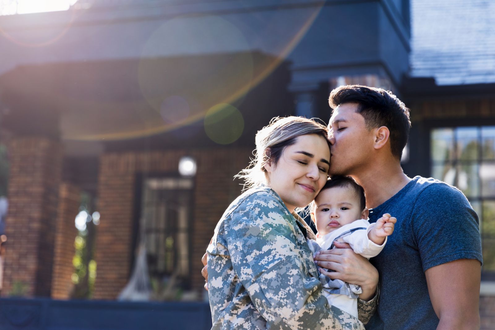 Military veteran with family