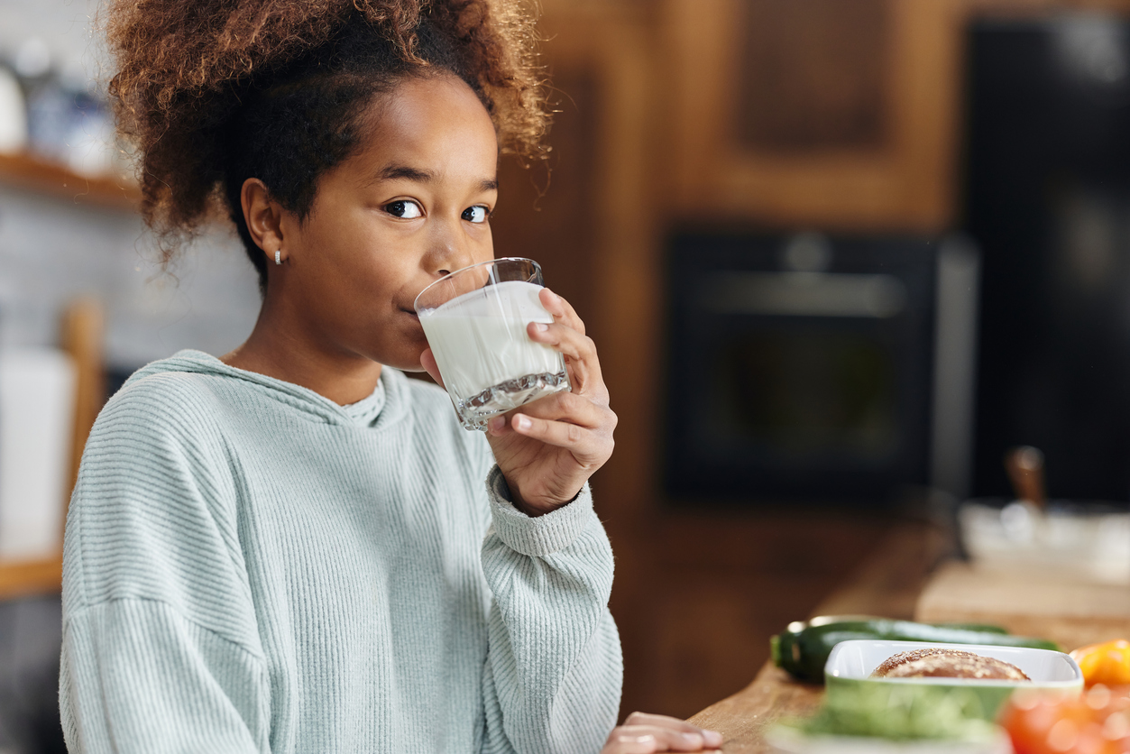 Girl drinking milk