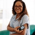 Woman monitoring blood glucose