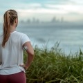 Woman looking out over scenic area